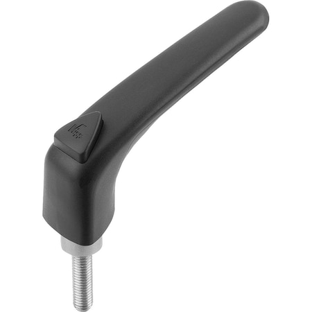 Adjustable Handle Ergonomic Size:3 M08X50 Plastic, Black Ral9011, Comp:Stainless, Comp:Black Ral7021